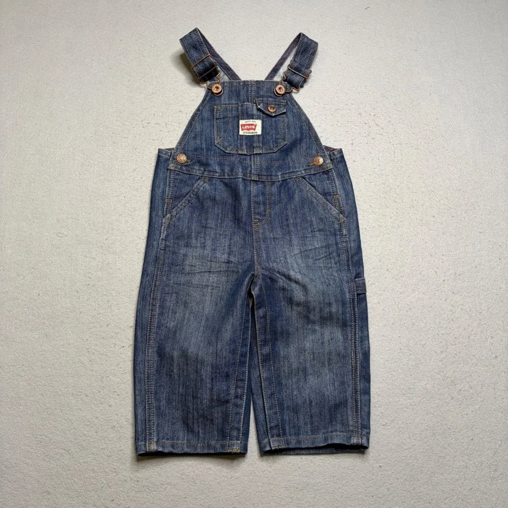 Levi's Denim Overalls Kids 18M Blue Y2K Carpenter Bib Dungarees Adjustable